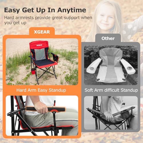 Red breathable mesh back adult camping chair — photo 5