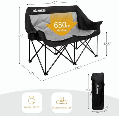 Black oversized double camping chair for adults — photo 3
