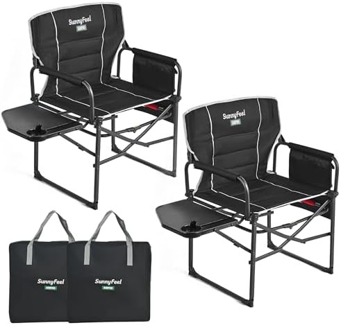 Adult director camping chair with side table