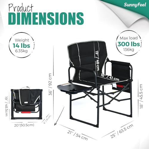 Adult director camping chair with side table — photo 3