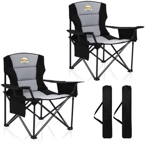 Colegence heavy duty black camping chairs 450 lb two pack