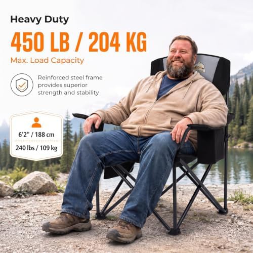 Colegence heavy duty black camping chairs 450 lb two pack — photo 4