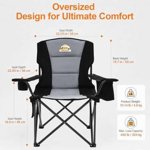 Colegence heavy duty black camping chairs 450 lb two pack — photo 5