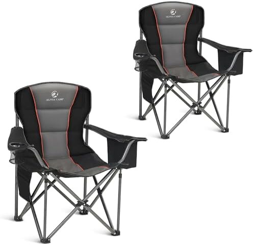 Oversized Fully Padded Camping Chairs Two Pack