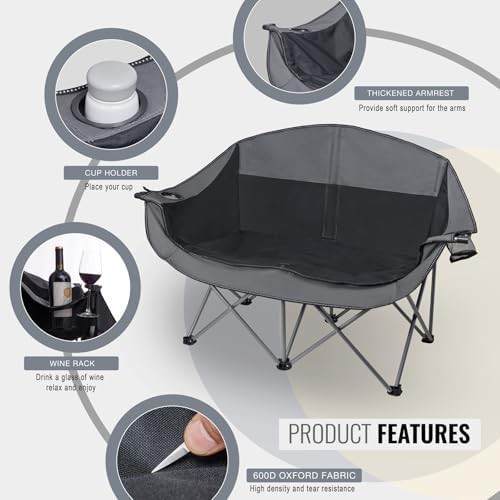 Heavy duty double camping chair loveseat — photo 4