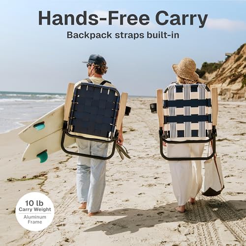 Navy WOVN Beach Backpack Folding Chair — photo 3
