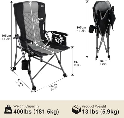 Padded camping chair with hard armrest — photo 3