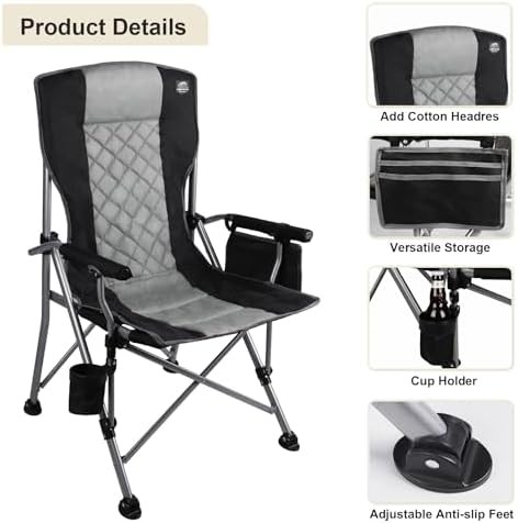 Padded camping chair with hard armrest — photo 4