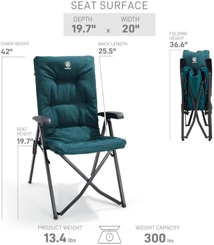 Green Padded Folding Camping Recliner — photo 3