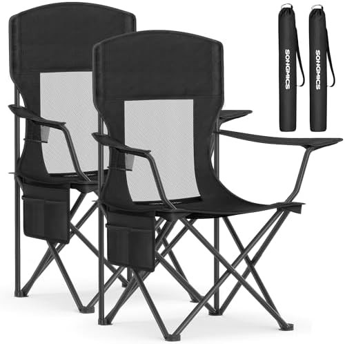 Breathable Mesh Camping Chairs Pair