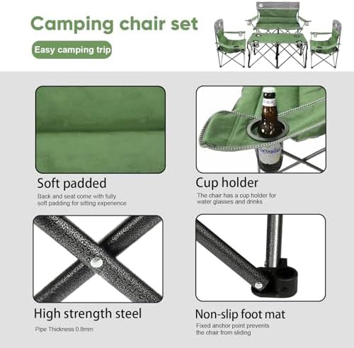 Green folding conversation set with table — photo 4