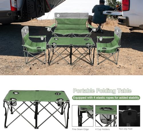 Green folding conversation set with table — photo 5