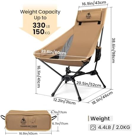High back camping chair with integrated pillow design — photo 3
