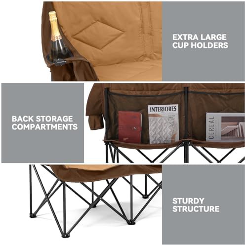 Brown oversized double camping chair for adults — photo 5