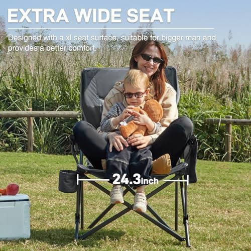 Grey oversized folding quad camping chair — photo 5