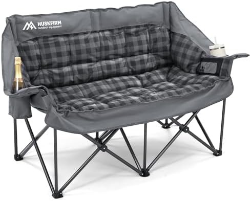 Grey padded heavy duty camping loveseat