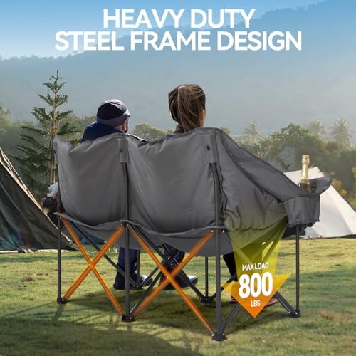 Grey padded heavy duty camping loveseat — photo 4