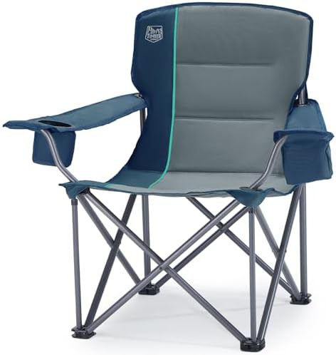 Navy oversized folding camp chair with cup holder