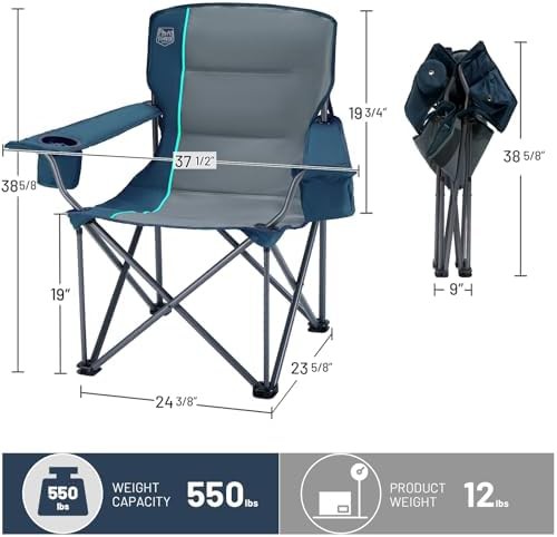 Navy oversized folding camp chair with cup holder — photo 3
