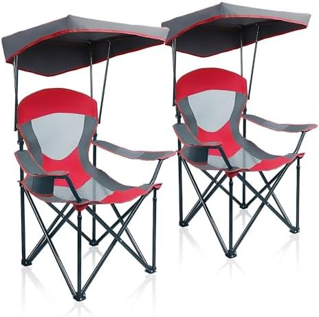 Heavy Duty Canopy Chairs with Sunshade Pair