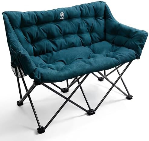 Green padded double camping couch