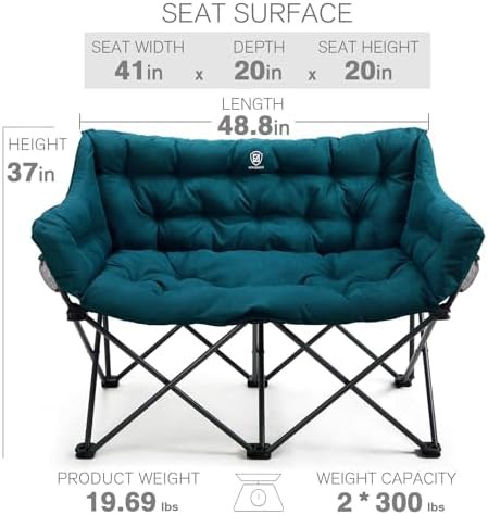 Green padded double camping couch — photo 3