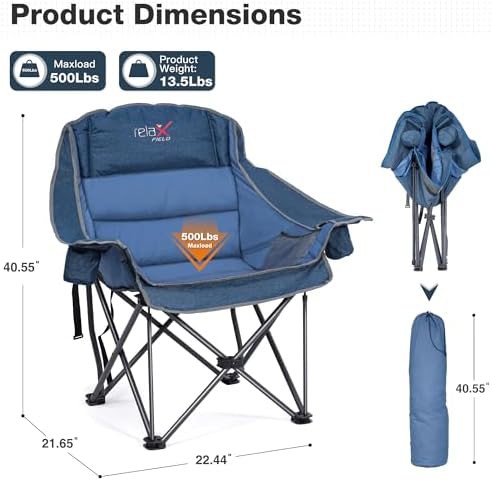 Oversized Navy Blue Folding Camp Chair — photo 3