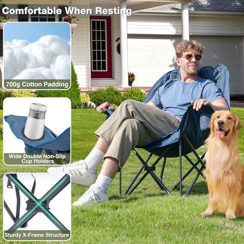 Oversized Navy Blue Folding Camp Chair — photo 5