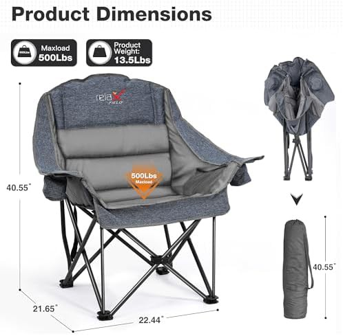 Oversized Grey Portable Camp Chair — photo 3