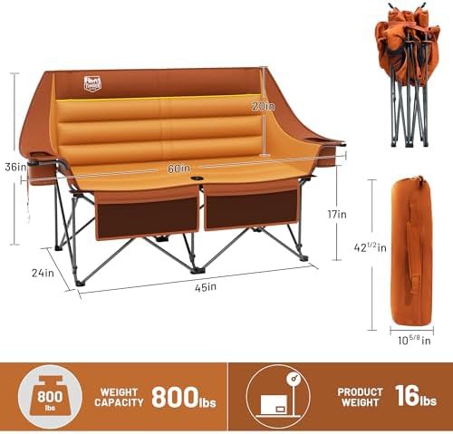 Double camping chair heavy duty camp couch — photo 3