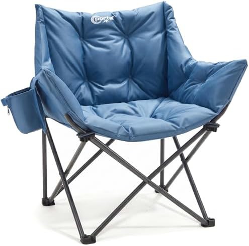 Oversized Padded Blue Folding Outdoor Chair