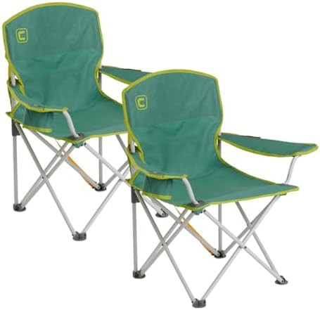 Two Green Youth Quad Chairs with Cupholders