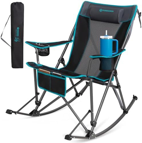 Rocking folding adult camping chair