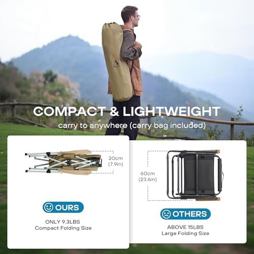 Khaki adjustable aluminum reclining camping chair — photo 4