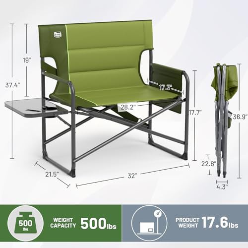 XXL director chair heavy duty padded green — photo 3