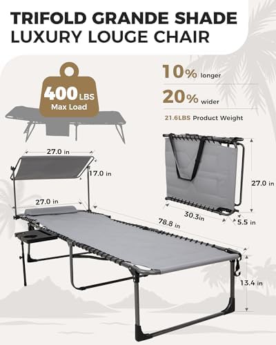Extra wide padded chase lounge with canopy — photo 3