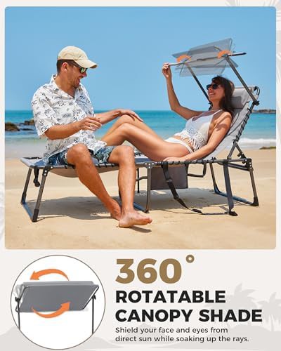 Extra wide padded chase lounge with canopy — photo 4