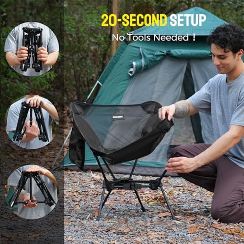 Black compact folding chair for backpacking — photo 4