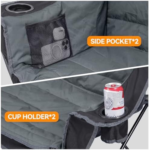 Black 3 person folding double camp chair — photo 5