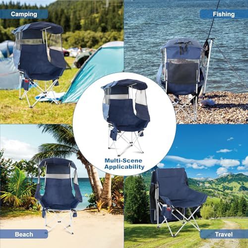 Navy Blue Folding Chair with Canopy — photo 4