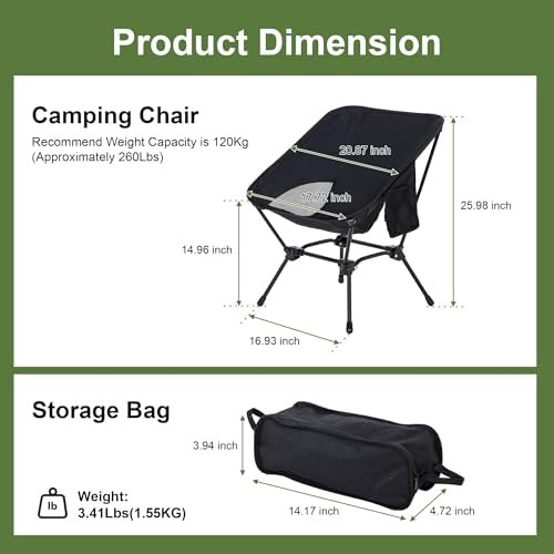 Lightweight black mesh backpacking chair — photo 3
