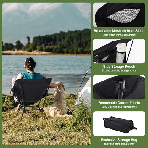 Lightweight black mesh backpacking chair — photo 5