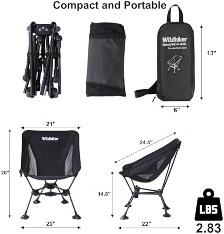 Black compact folding camping chair — photo 3