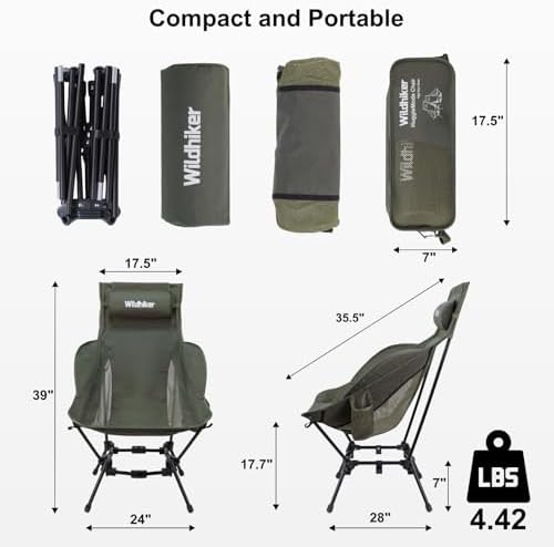 Green high back folding camping chair — photo 4