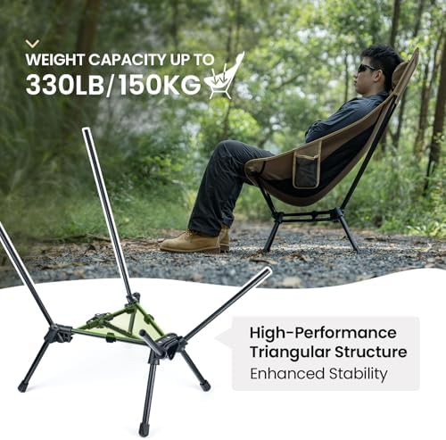 High back widened seat folding camping chair — photo 5
