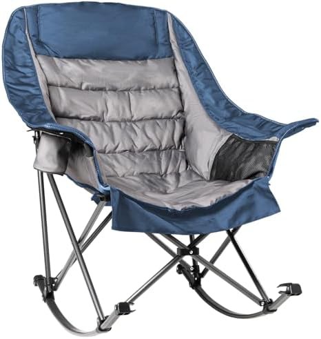 Blue and Gray Oversized Rocking Chair
