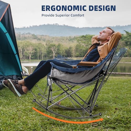 Blue and Gray Oversized Rocking Chair — photo 5