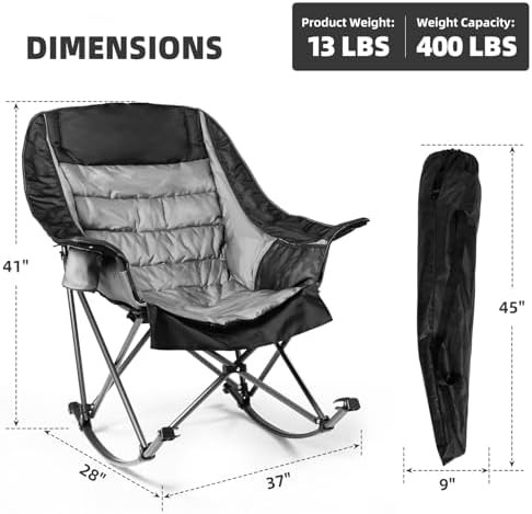 Oversized Rocking Camp Chairs in Black — photo 3