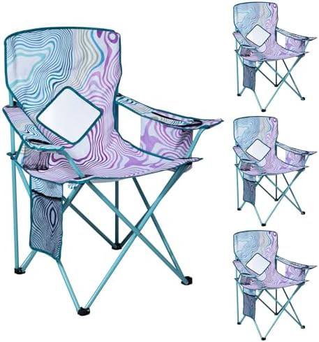 Flower pattern metal folding camping chairs 4 pack