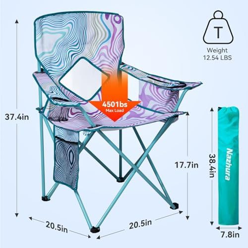 Flower pattern metal folding camping chairs 4 pack — photo 3